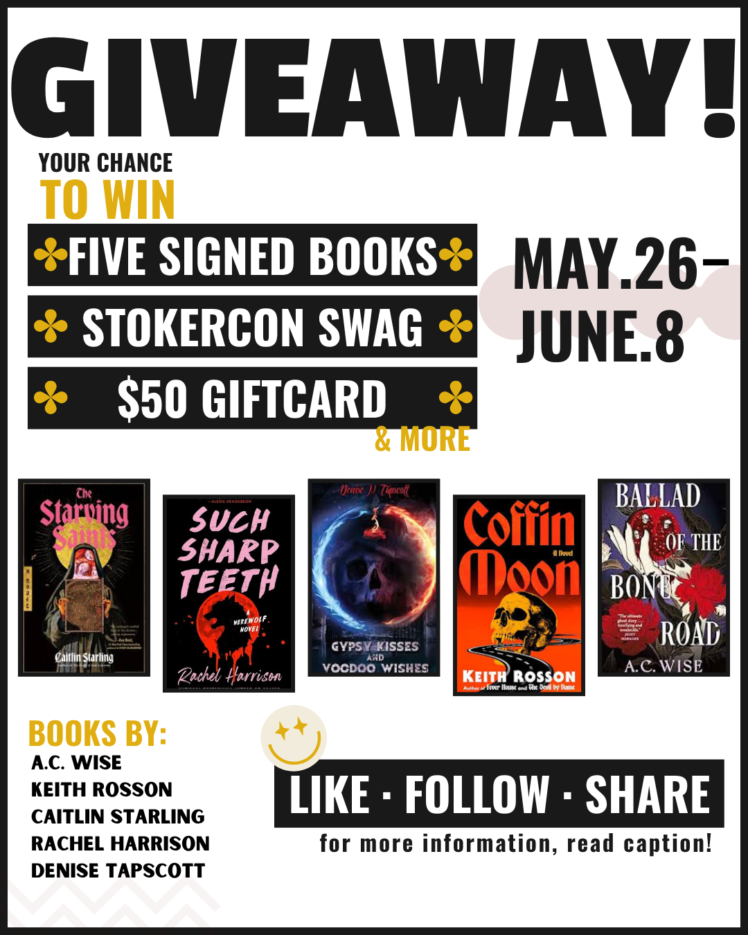 Giveaway details including how to enter and what books are included.